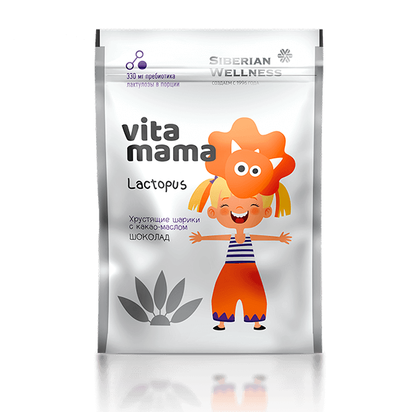 Vitamama - Lactopus, какао майы қосылған қытырлақ шарлар (шоколад)