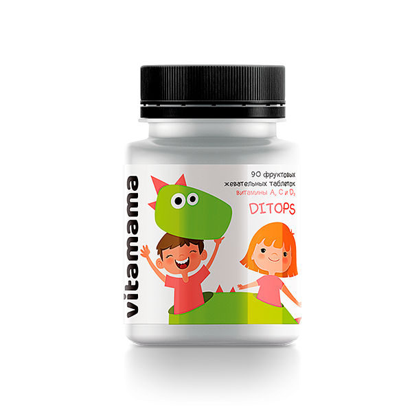 Vitamama - Фруктовые жевательные таблетки с витаминами A, C и D Ditops